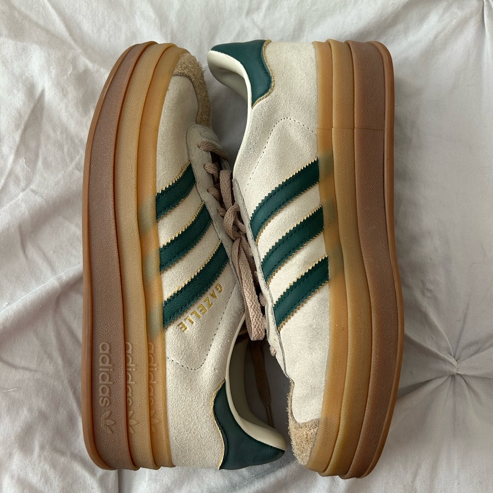 adidas Gazelle bold Sneakers in Cream and Green